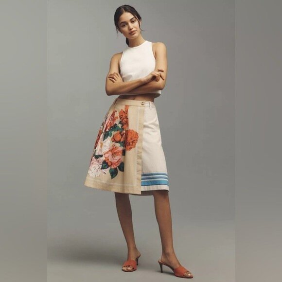 NWT Size 6 - Anthropologie Cotton Tea Towel Wrap Bermuda Shorts (NWT US$ 128) - Picture 6 of 15